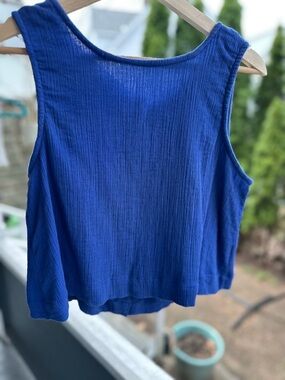 Button-Back Sleeveless Tank in Cobalt Blue